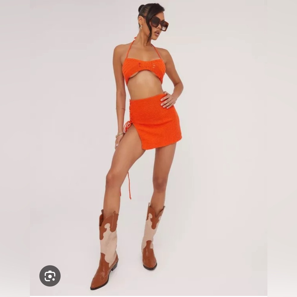 EGO Official Orange Knit Skirt Set